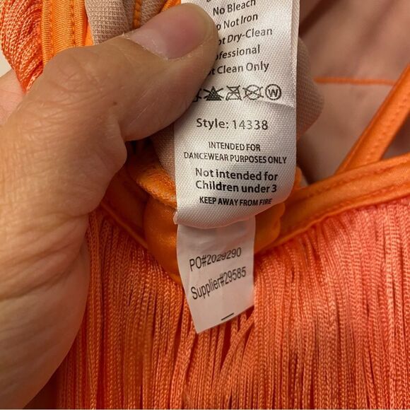 Weissman Dance costume flapper orange Fringe dress Electric Feel 14338 MC chil - Picture 6 of 10